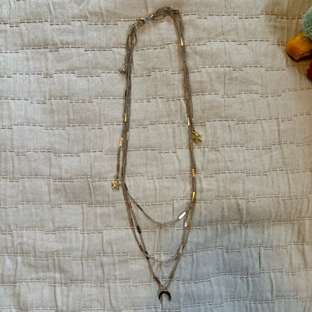 Elegant Gold Moon and Stars Layered Necklace